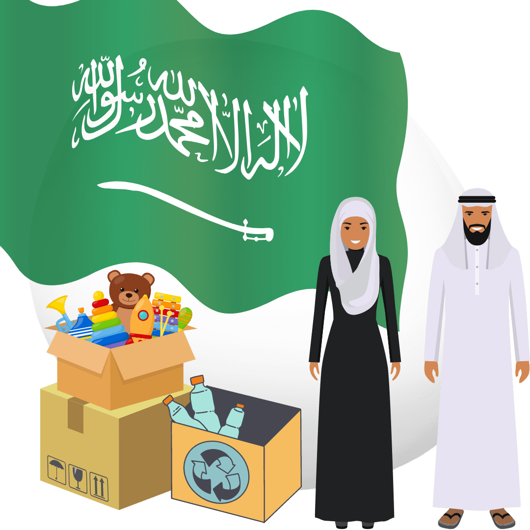 local couple with boxes of products -