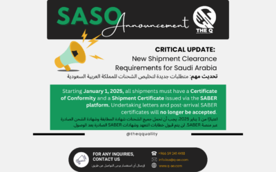 SASO Critical Update: New Shipment Clearance Requirements for Kingdom of Saudi Arabia